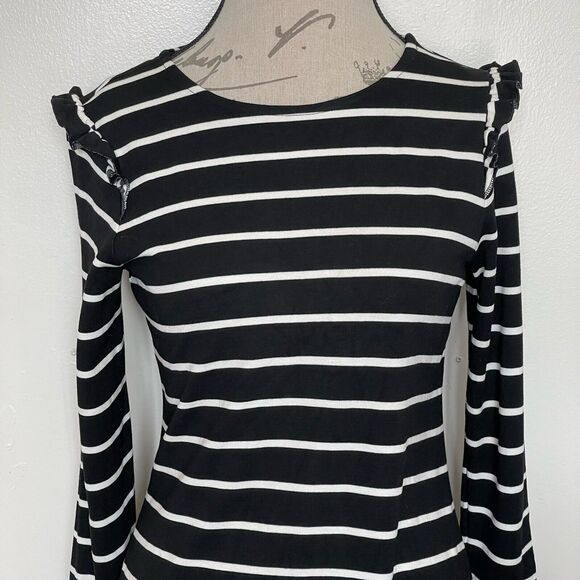 Old Navy Womens Dress Sz Small Striped Ruffle Preppy Punk Gothic Emo Skater - Picture 8 of 14